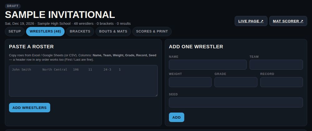 Pasting a roster in the director console